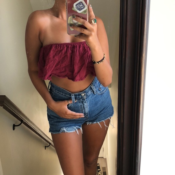 Red flowy crop top - Picture 2 of 4